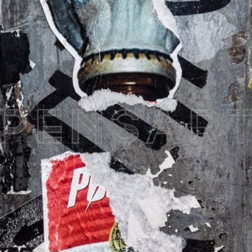 Photo affiche déchirée- Warhol vs masque à gaz